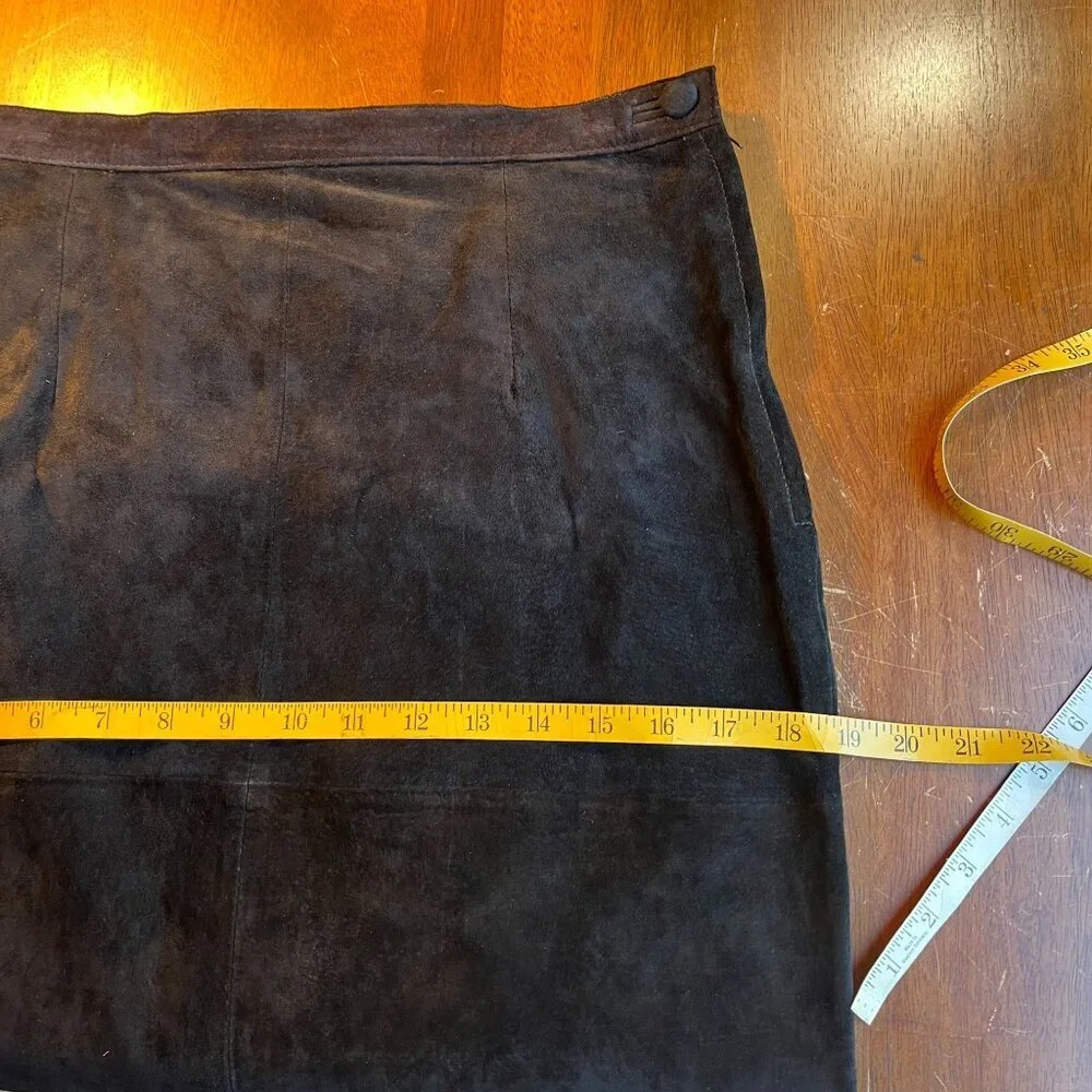 Black Suede Leather Pencil Skirt Womens 30